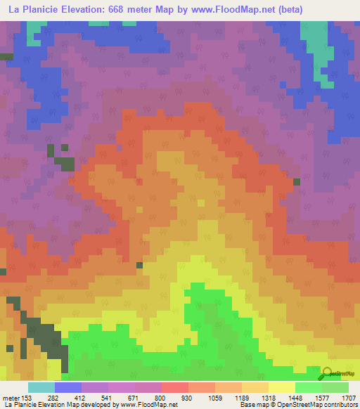 La Planicie,Venezuela Elevation Map