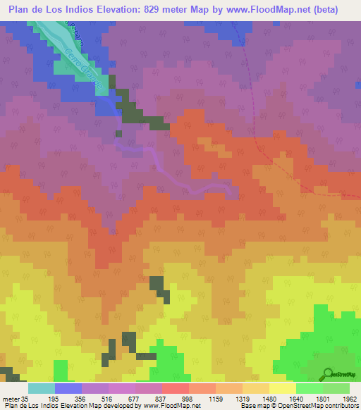 Plan de Los Indios,Venezuela Elevation Map