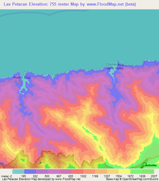 Las Petacas,Venezuela Elevation Map