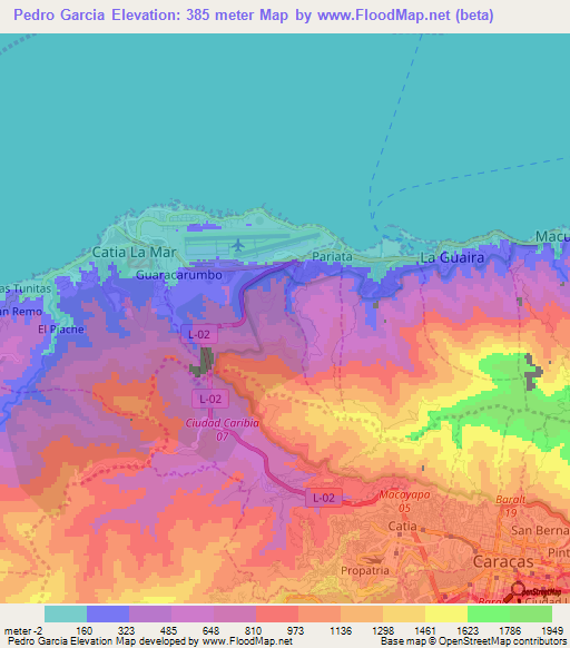 Pedro Garcia,Venezuela Elevation Map