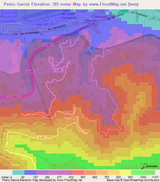 Pedro Garcia,Venezuela Elevation Map