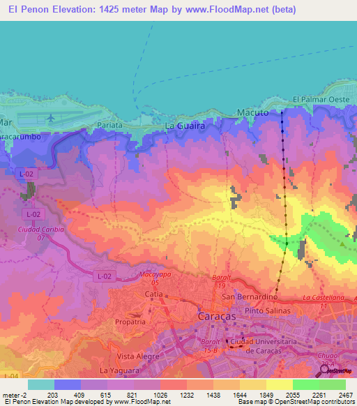 El Penon,Venezuela Elevation Map