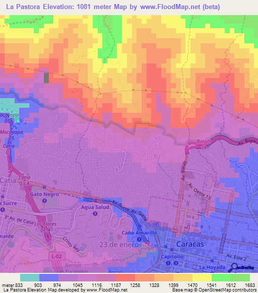 La Pastora,Venezuela Elevation Map