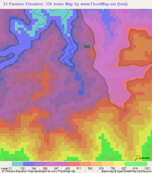 El Pantano,Venezuela Elevation Map