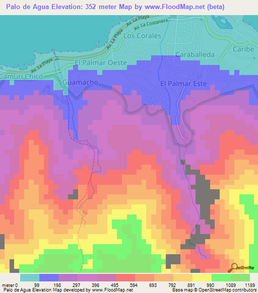 Palo de Agua,Venezuela Elevation Map