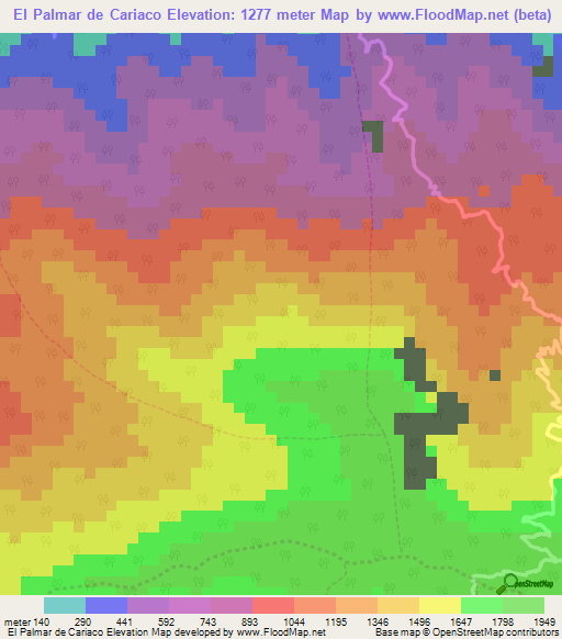 El Palmar de Cariaco,Venezuela Elevation Map