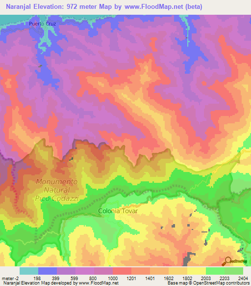 Naranjal,Venezuela Elevation Map