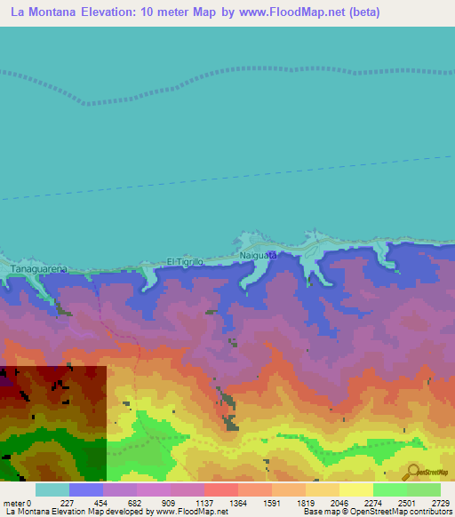 La Montana,Venezuela Elevation Map
