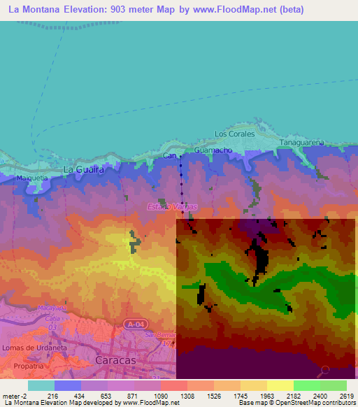 La Montana,Venezuela Elevation Map