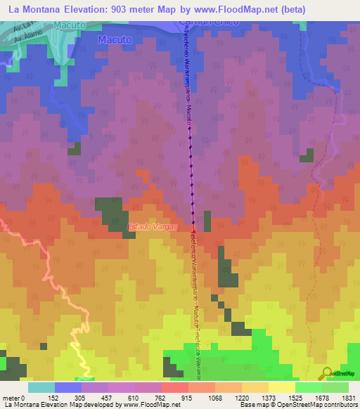 La Montana,Venezuela Elevation Map
