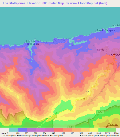 Los Mollejones,Venezuela Elevation Map
