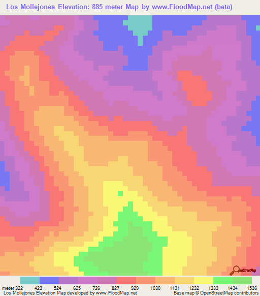 Los Mollejones,Venezuela Elevation Map