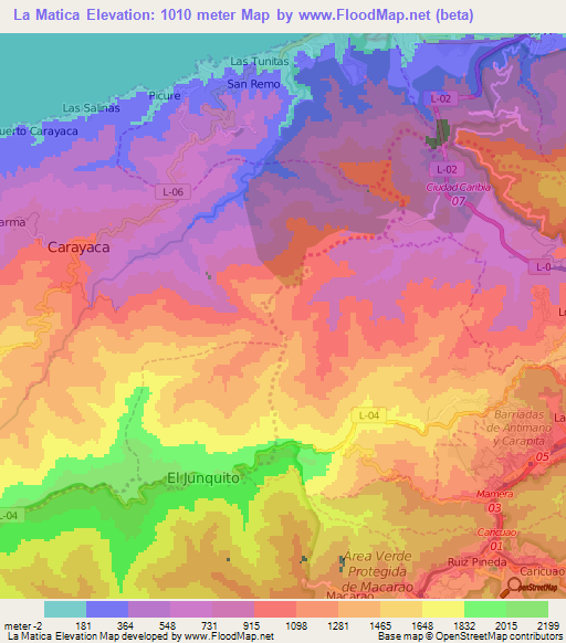 La Matica,Venezuela Elevation Map