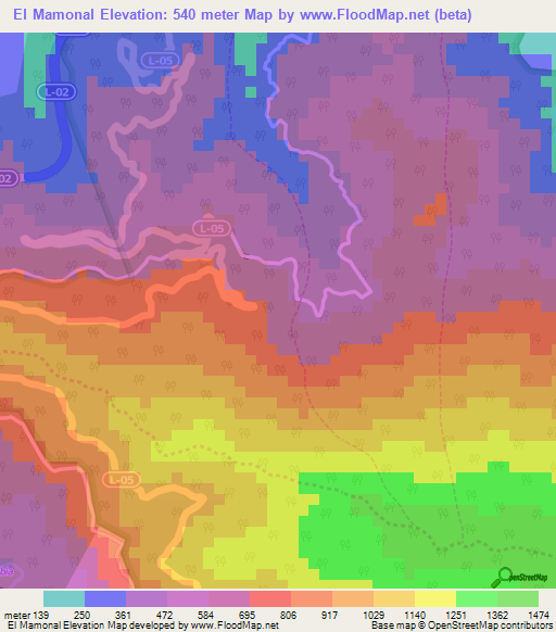 El Mamonal,Venezuela Elevation Map