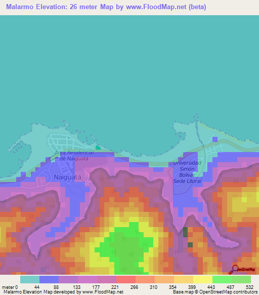 Malarmo,Venezuela Elevation Map