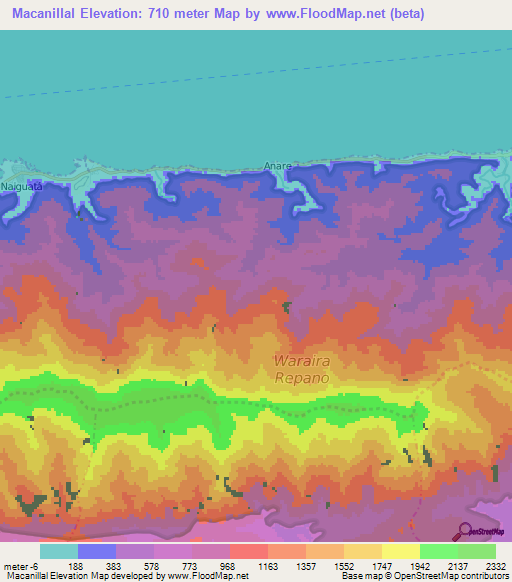 Macanillal,Venezuela Elevation Map