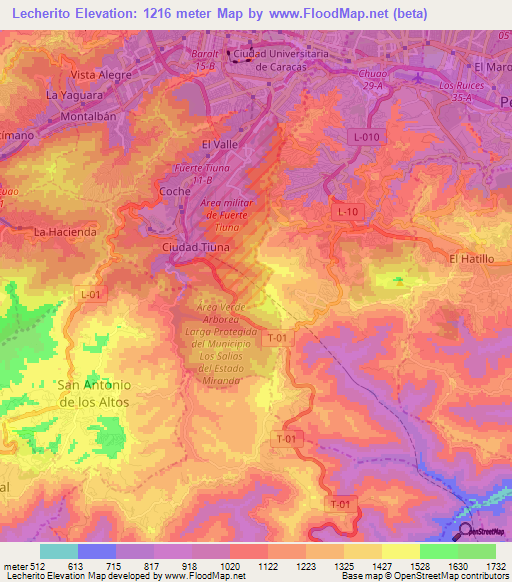 Lecherito,Venezuela Elevation Map