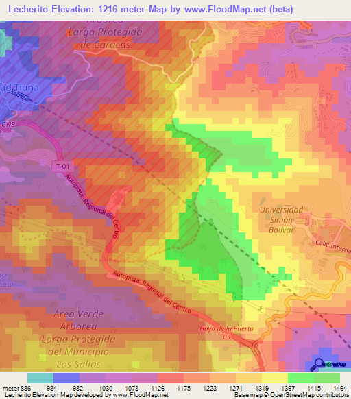 Lecherito,Venezuela Elevation Map