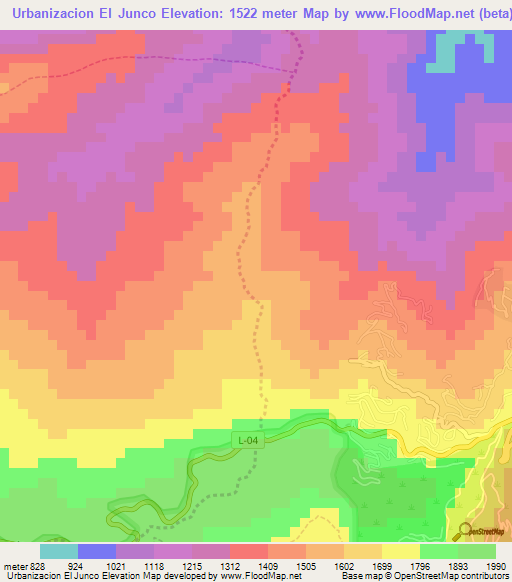 Urbanizacion El Junco,Venezuela Elevation Map