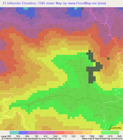 El Infiernito,Venezuela Elevation Map