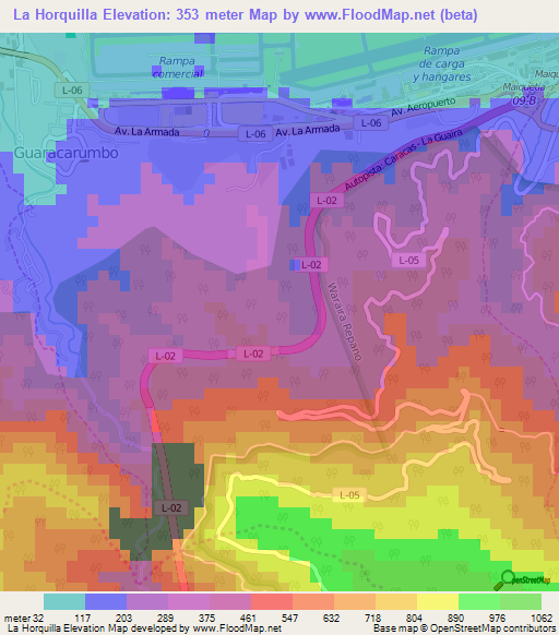 La Horquilla,Venezuela Elevation Map