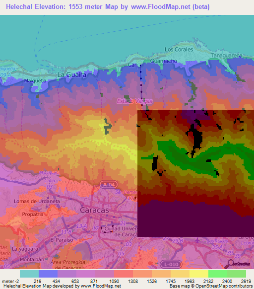 Helechal,Venezuela Elevation Map