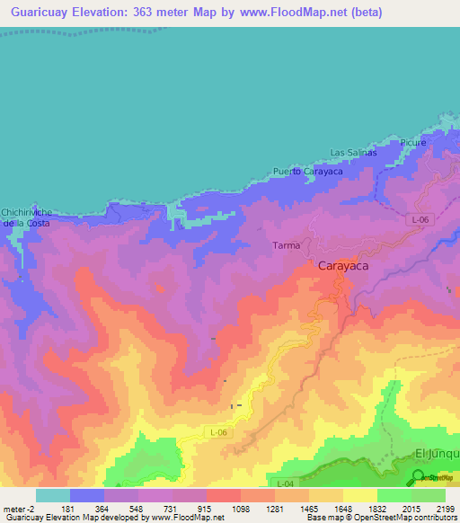 Guaricuay,Venezuela Elevation Map