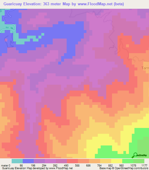 Guaricuay,Venezuela Elevation Map