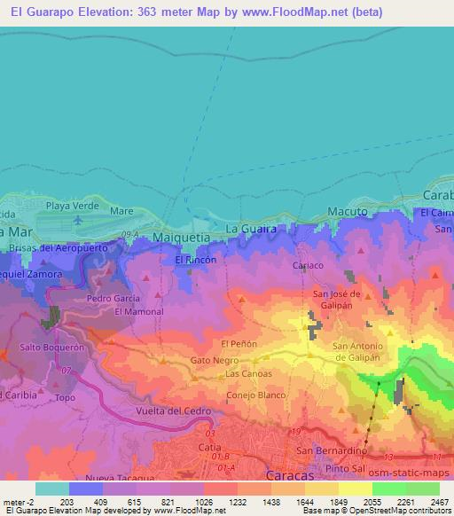 El Guarapo,Venezuela Elevation Map