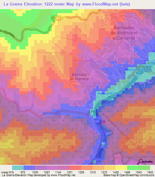 La Grama,Venezuela Elevation Map