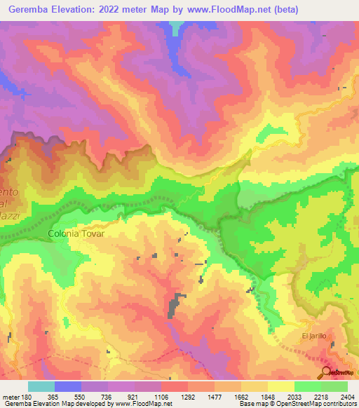 Geremba,Venezuela Elevation Map