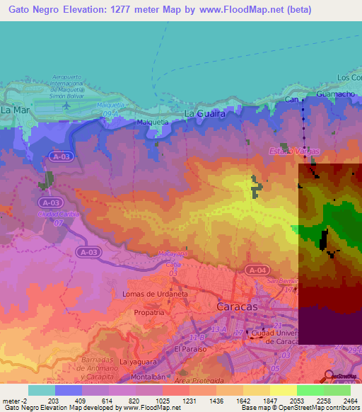 Gato Negro,Venezuela Elevation Map