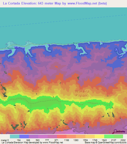 La Cortada,Venezuela Elevation Map