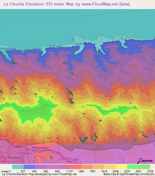 La Chocha,Venezuela Elevation Map