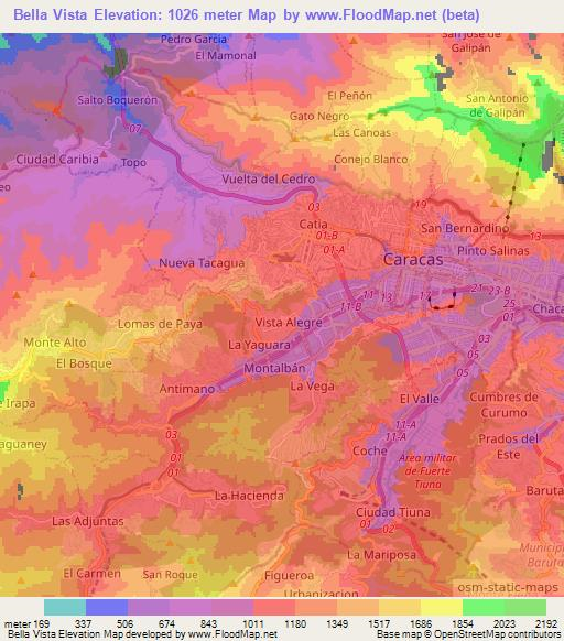 Bella Vista,Venezuela Elevation Map