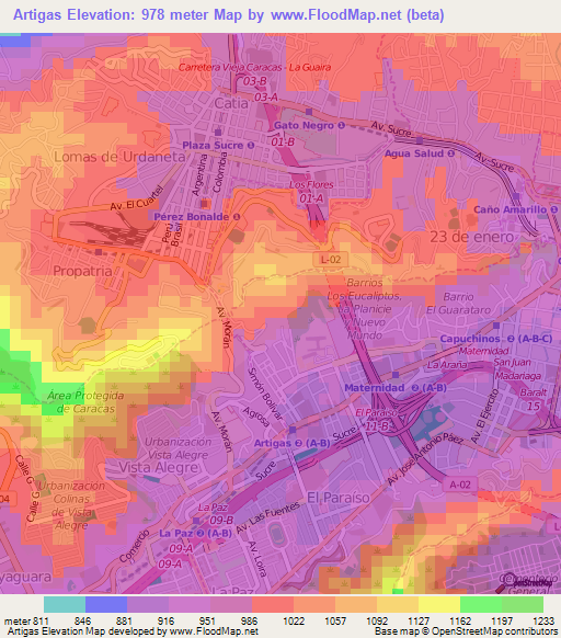 Artigas,Venezuela Elevation Map