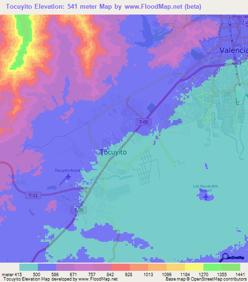 Tocuyito,Venezuela Elevation Map