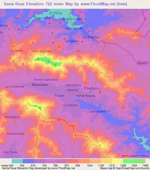 Santa Rosa,Venezuela Elevation Map