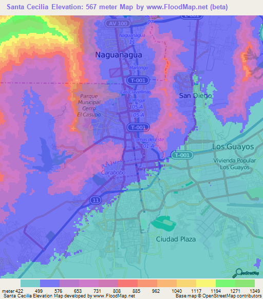 Santa Cecilia,Venezuela Elevation Map