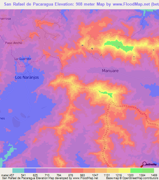 San Rafael de Pacaragua,Venezuela Elevation Map