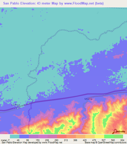 San Pablo,Venezuela Elevation Map