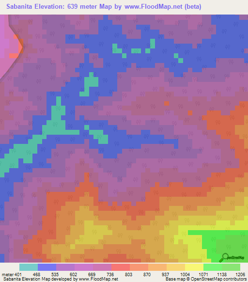 Sabanita,Venezuela Elevation Map