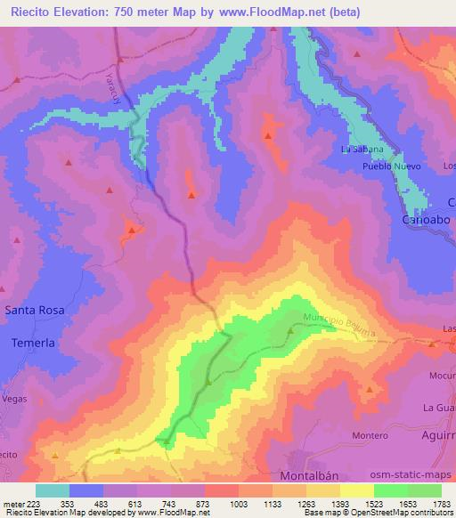 Riecito,Venezuela Elevation Map