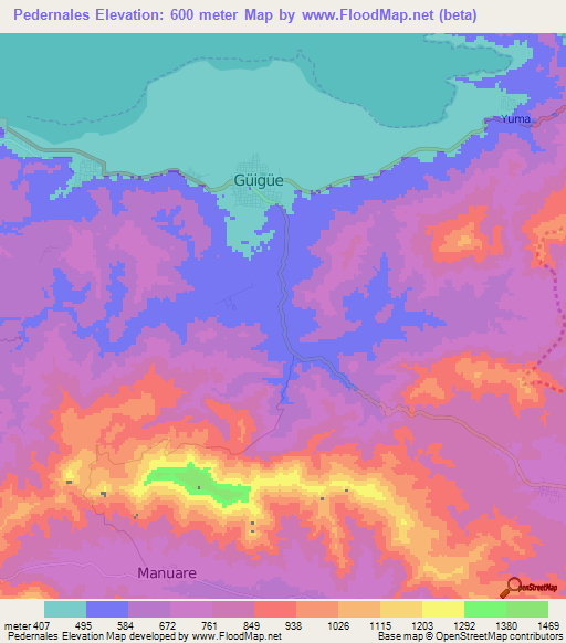 Pedernales,Venezuela Elevation Map