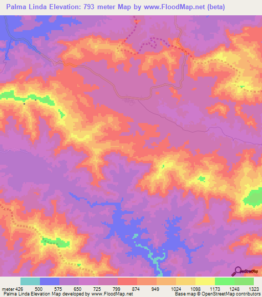 Palma Linda,Venezuela Elevation Map