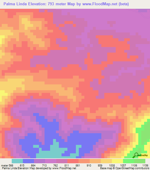 Palma Linda,Venezuela Elevation Map