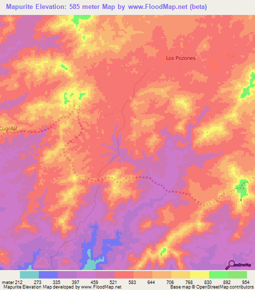 Mapurite,Venezuela Elevation Map
