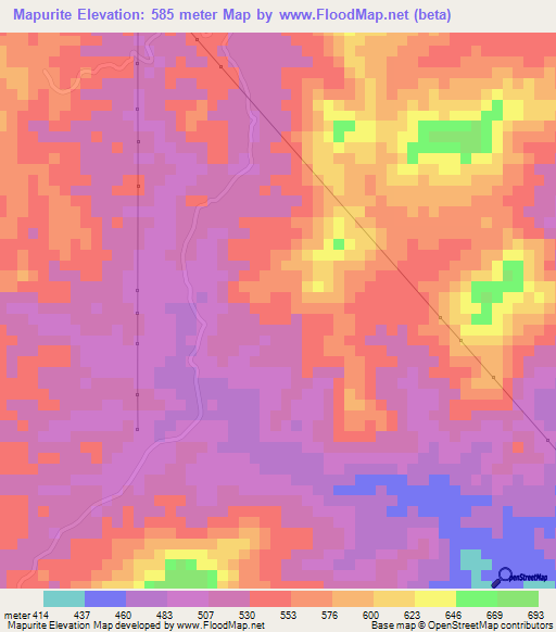 Mapurite,Venezuela Elevation Map