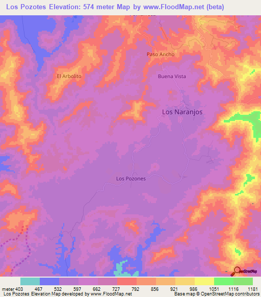 Los Pozotes,Venezuela Elevation Map