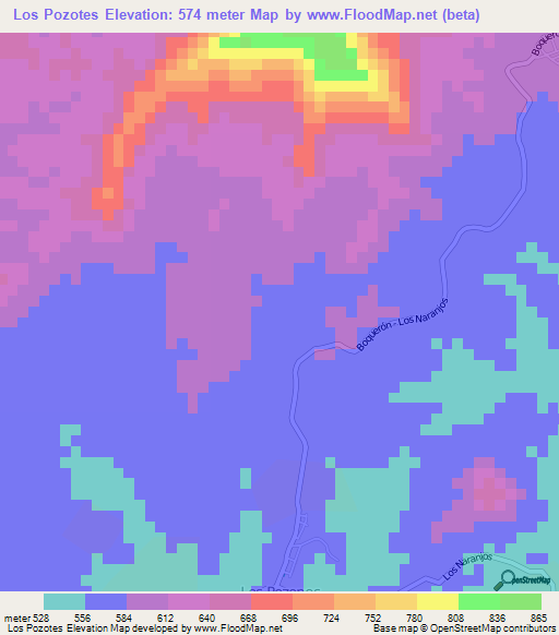 Los Pozotes,Venezuela Elevation Map